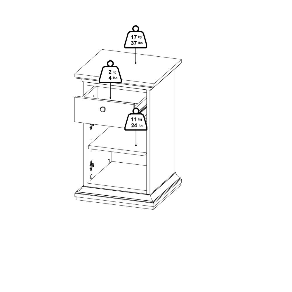 Sonoma 1 Drawer, 1 Door Nightstand, White. Picture 12
