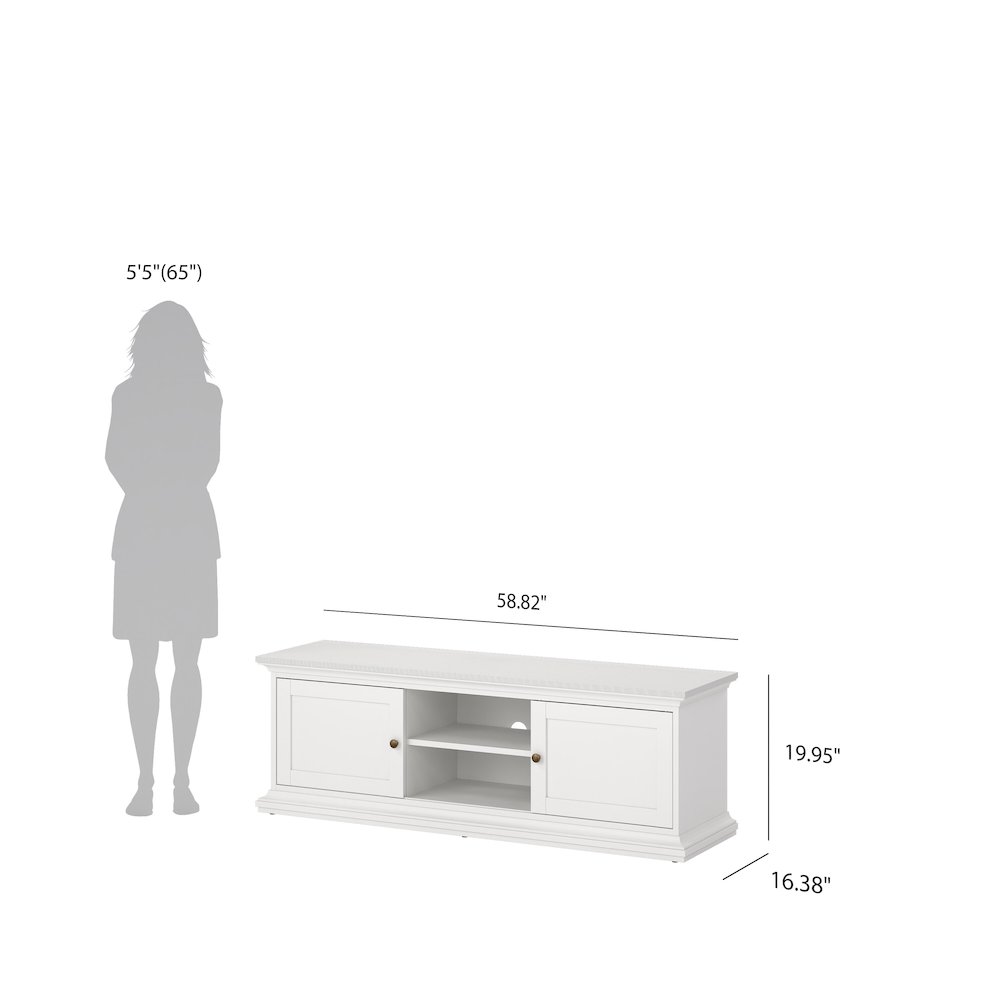 Sonoma 2 Sliding Door TV Stand, White. Picture 3