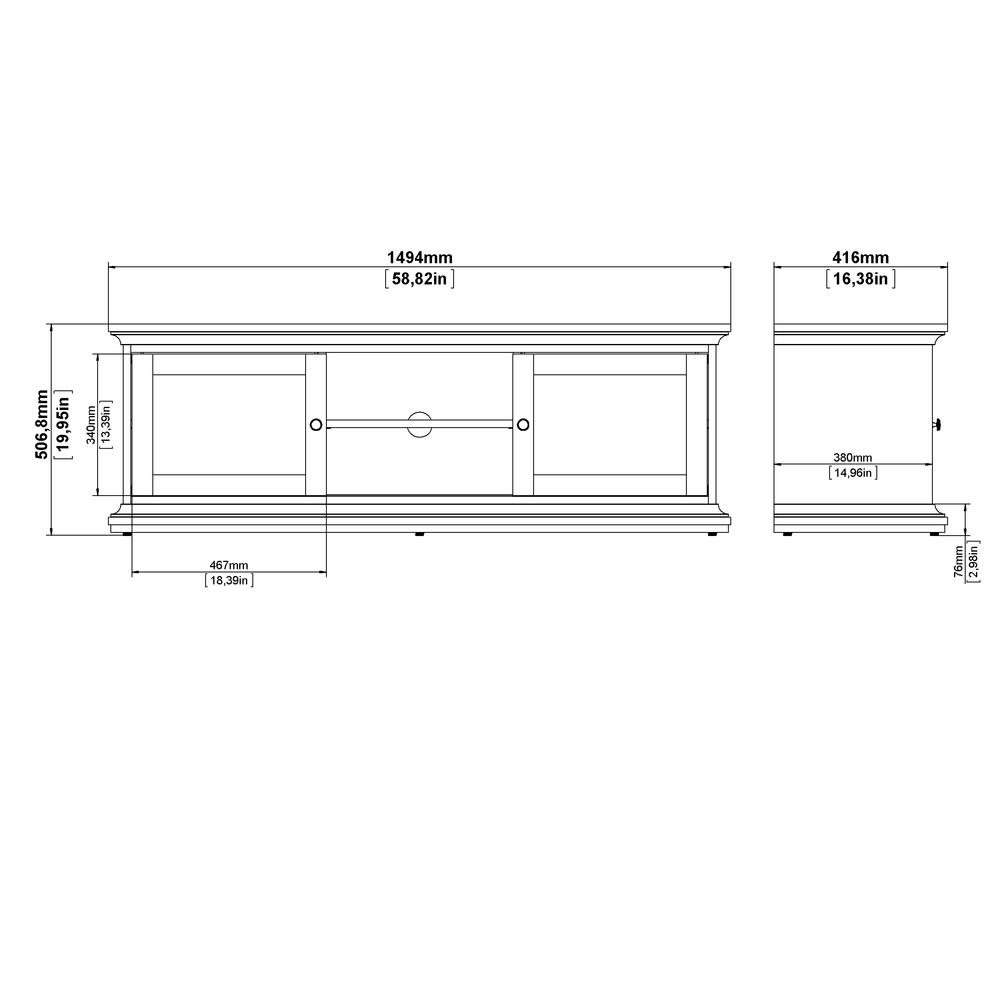 Sonoma 2 Sliding Door TV Stand, White. Picture 9
