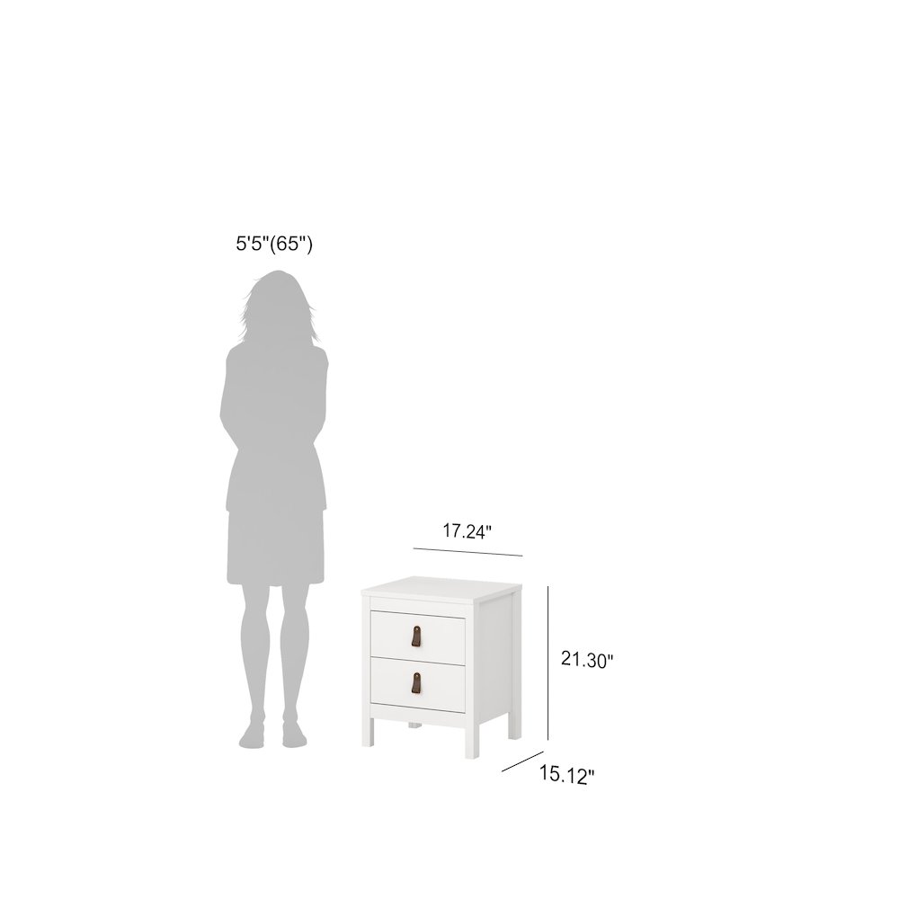 Madrid 2 Drawer Nightstand, White. Picture 23