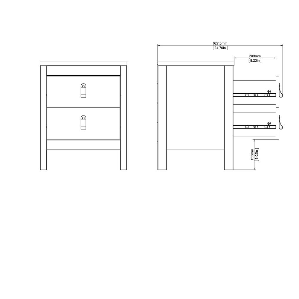 Madrid 2 Drawer Nightstand, White. Picture 7
