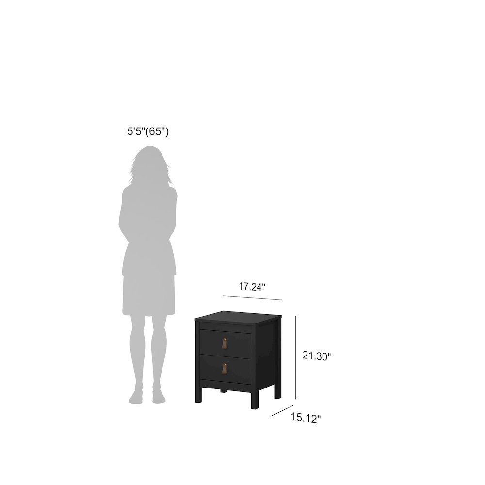 Madrid 2 Drawer Nightstand, Black Matte. Picture 23