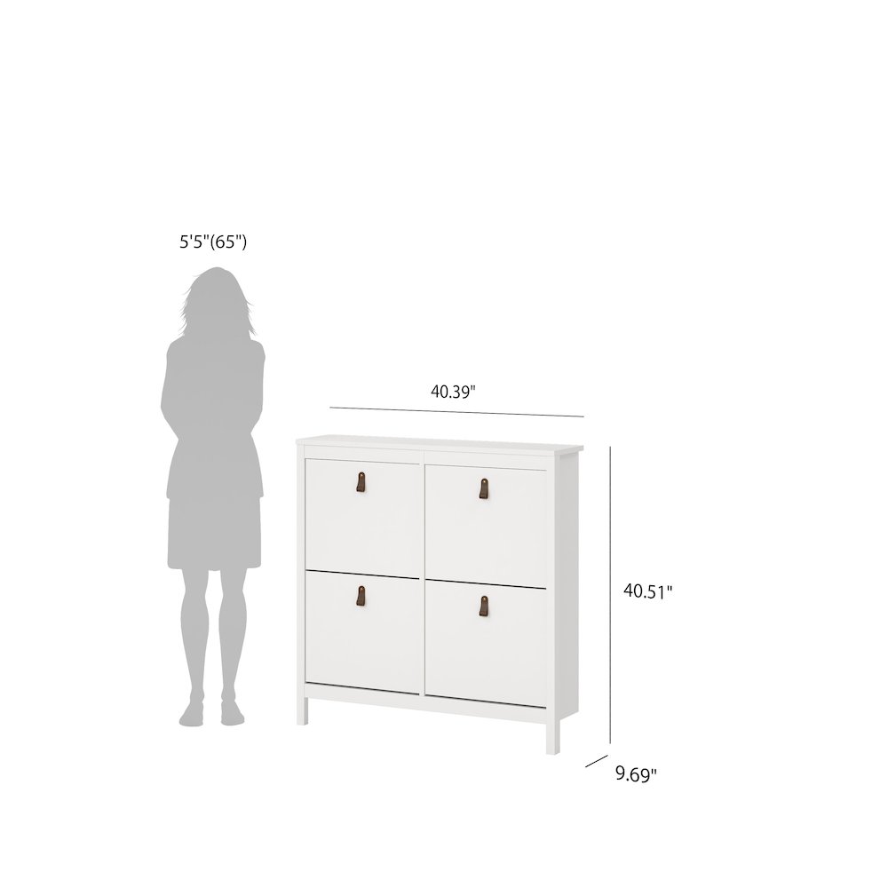 Madrid 4 Drawer Shoe Cabinet, White. Picture 23