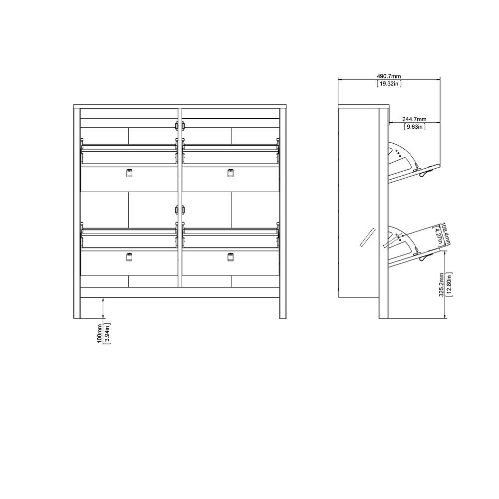 Madrid 4 Drawer Shoe Cabinet, White. Picture 6