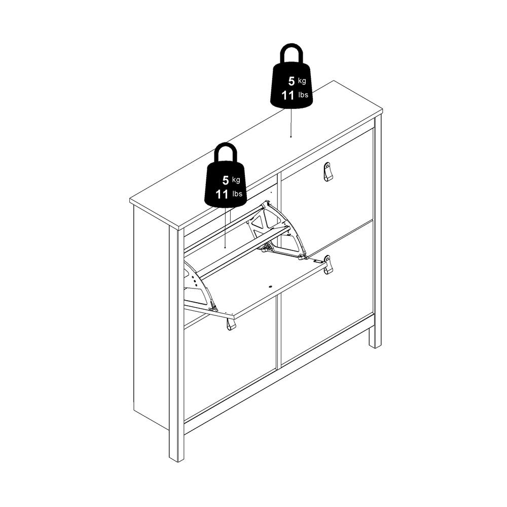 Madrid 4 Drawer Shoe Cabinet, White. Picture 7