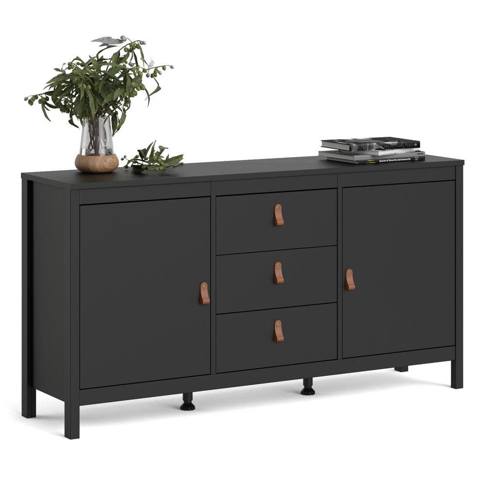 Madrid 2 Door Sideboard with 3 Drawers, Black Matte. Picture 11