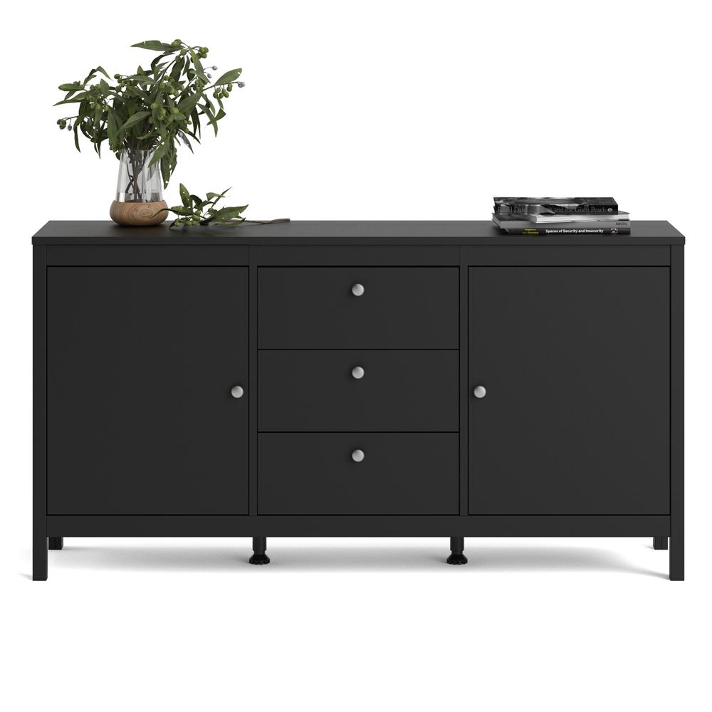 Madrid 2 Door Sideboard with 3 Drawers, Black Matte. Picture 10