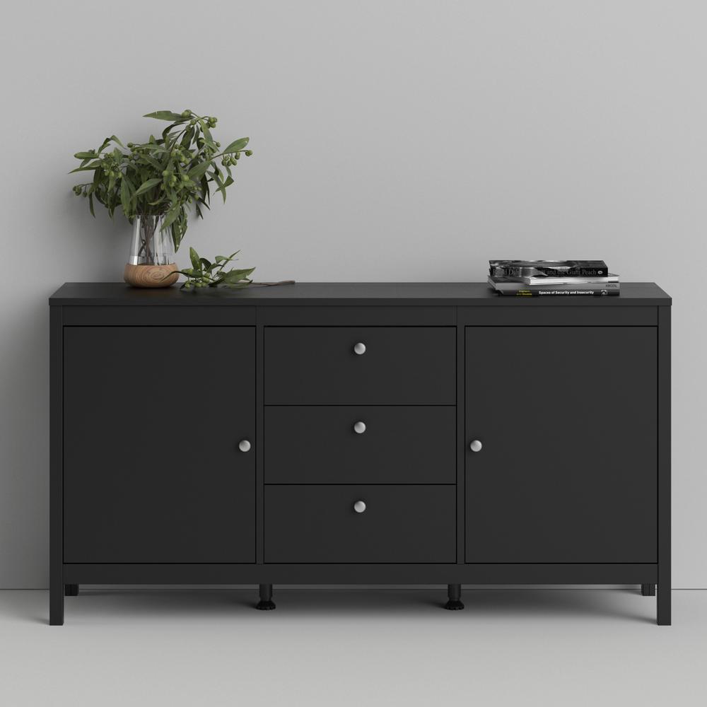 Madrid 2 Door Sideboard with 3 Drawers, Black Matte. Picture 12