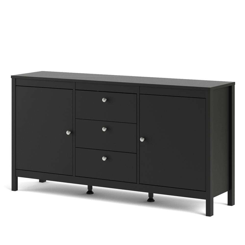 Madrid 2 Door Sideboard with 3 Drawers, Black Matte. Picture 3