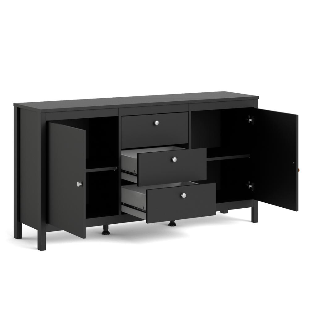Madrid 2 Door Sideboard with 3 Drawers, Black Matte. Picture 5