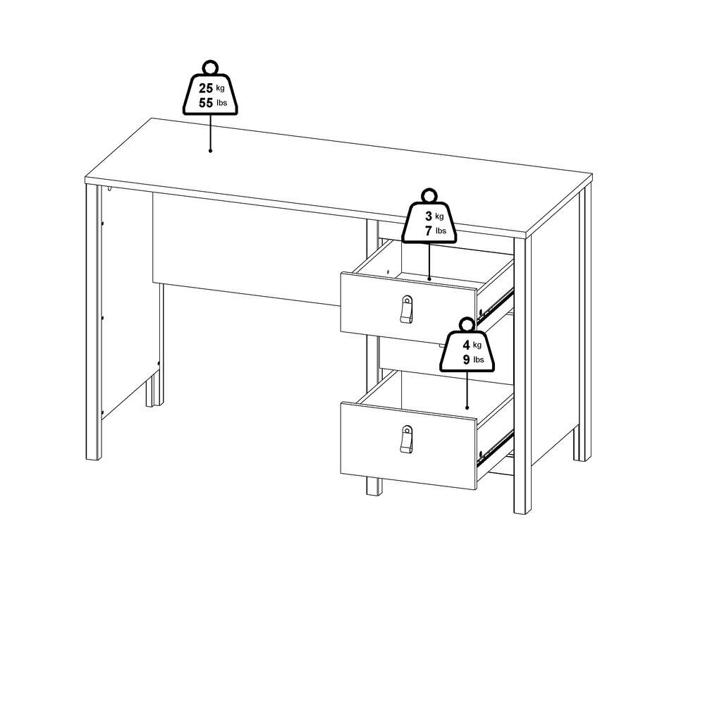 Madrid Home Office Writing Desk with 3 Storage Drawers, White. Picture 7
