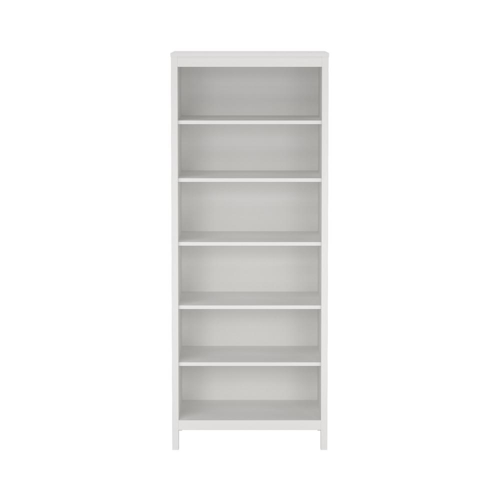 Madrid Adjustable 6 Shelf Bookcase, Open Storage Home Office Bookshelf, White. Picture 1