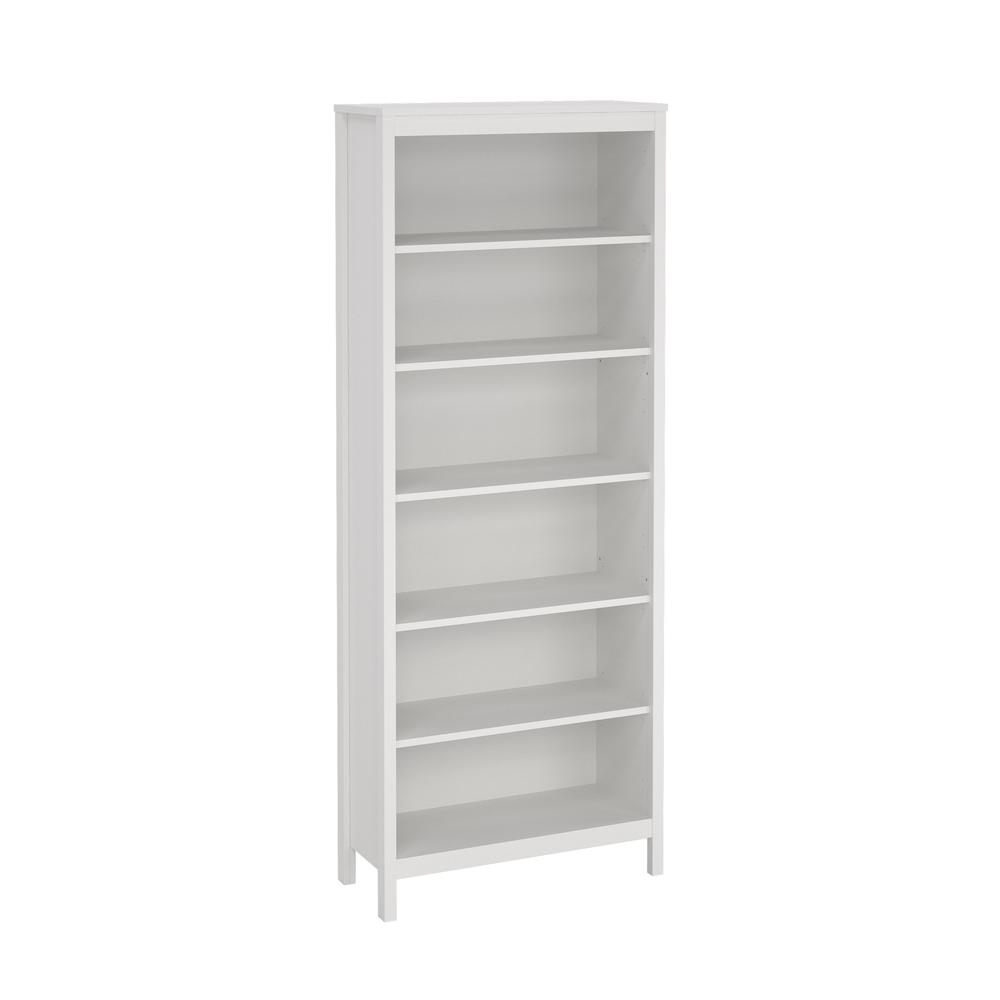 Madrid Adjustable 6 Shelf Bookcase, Open Storage Home Office Bookshelf, White. Picture 2