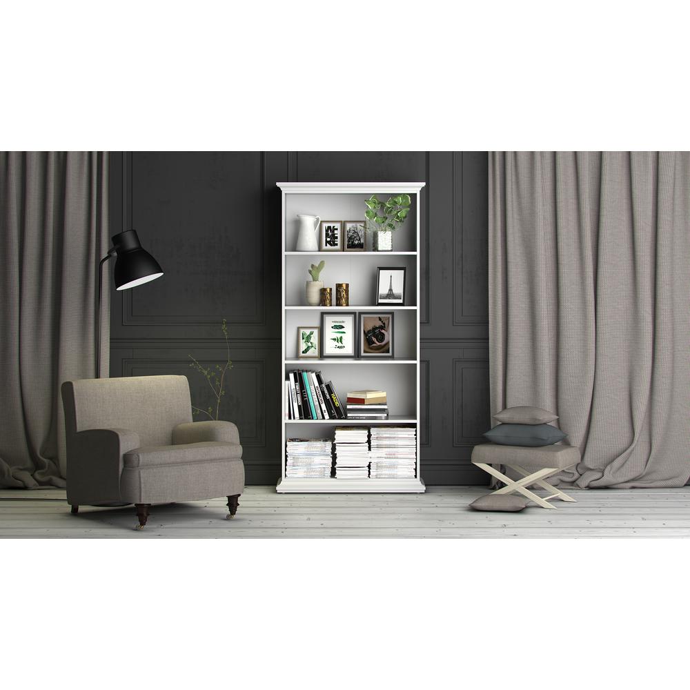 Tall Wide 5 Shelf Bookcase, White. Picture 3