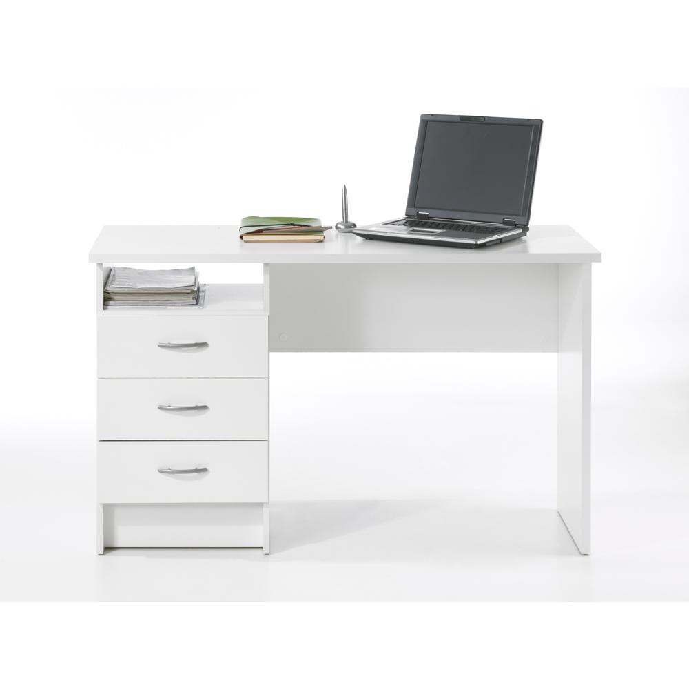 Whitman Desk with 3 Drawers, White. Picture 4