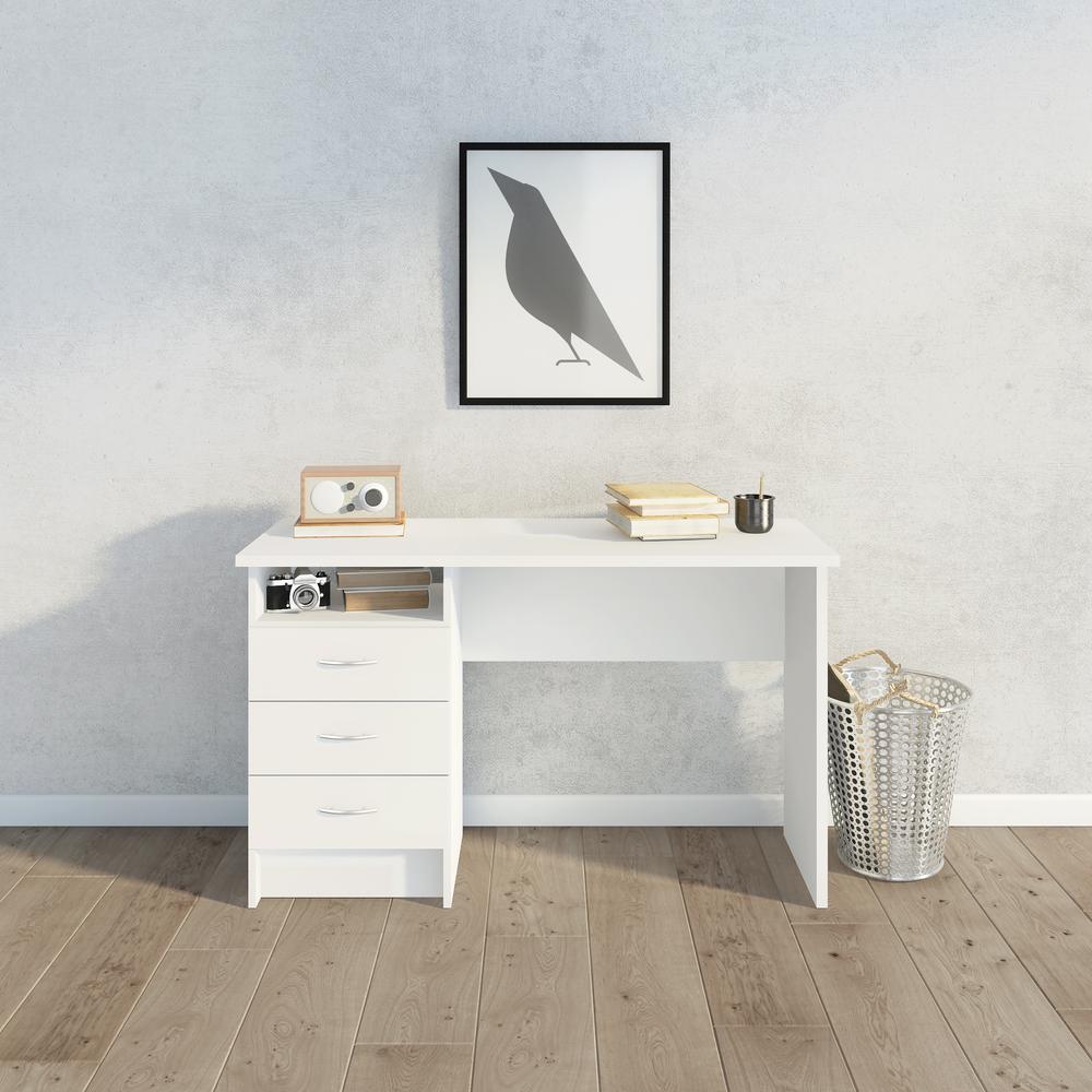 Whitman Desk with 3 Drawers, White. Picture 6