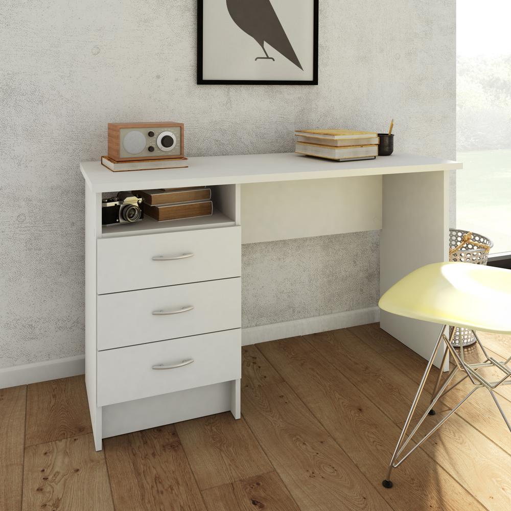 Whitman Desk with 3 Drawers, White. Picture 7