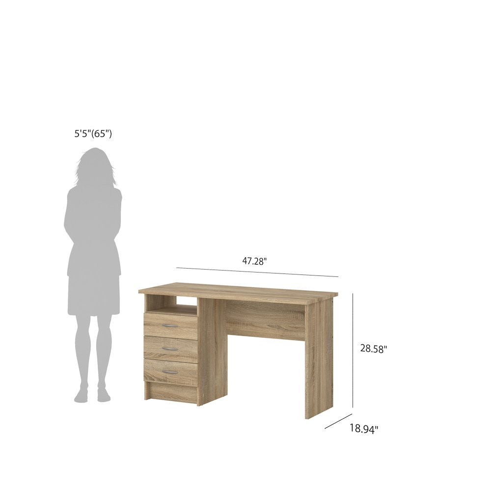 Whitman Desk with 3 Drawers, Oak Structure. Picture 2