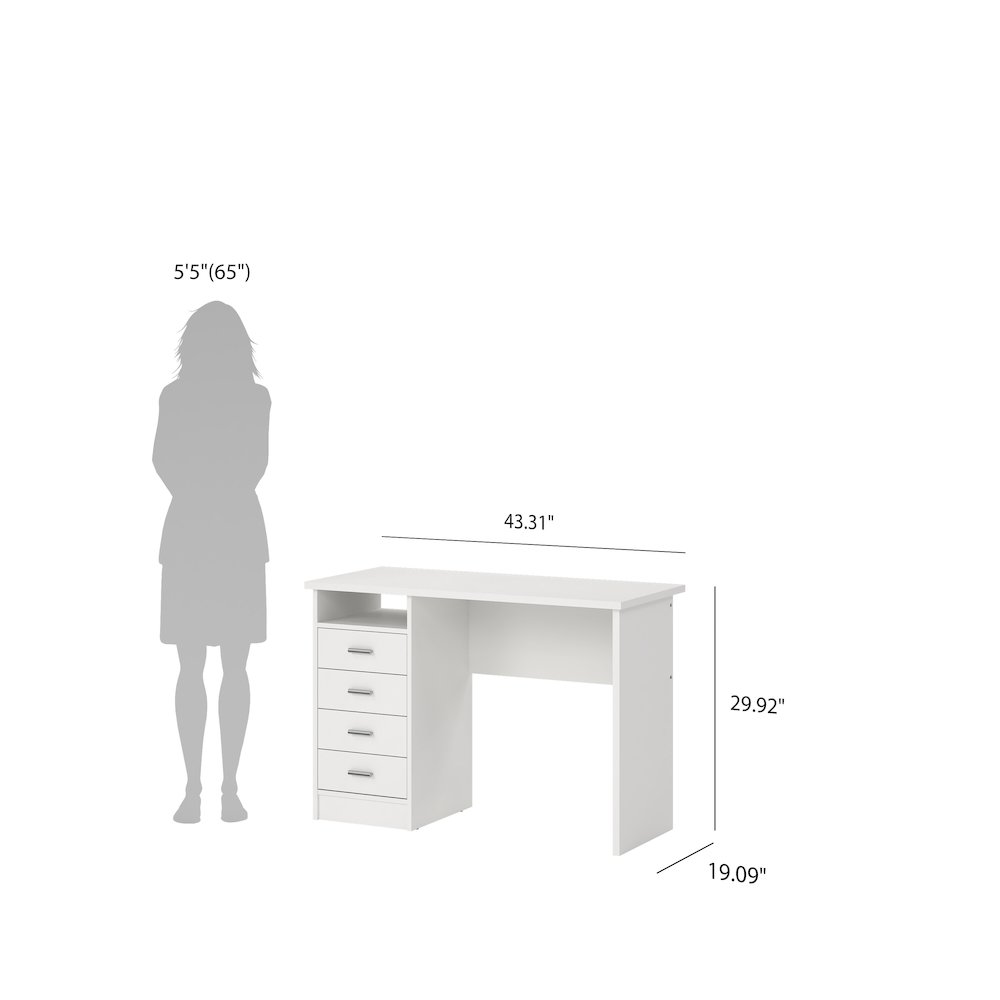 Warner Desk with 4 Drawers, White. Picture 2