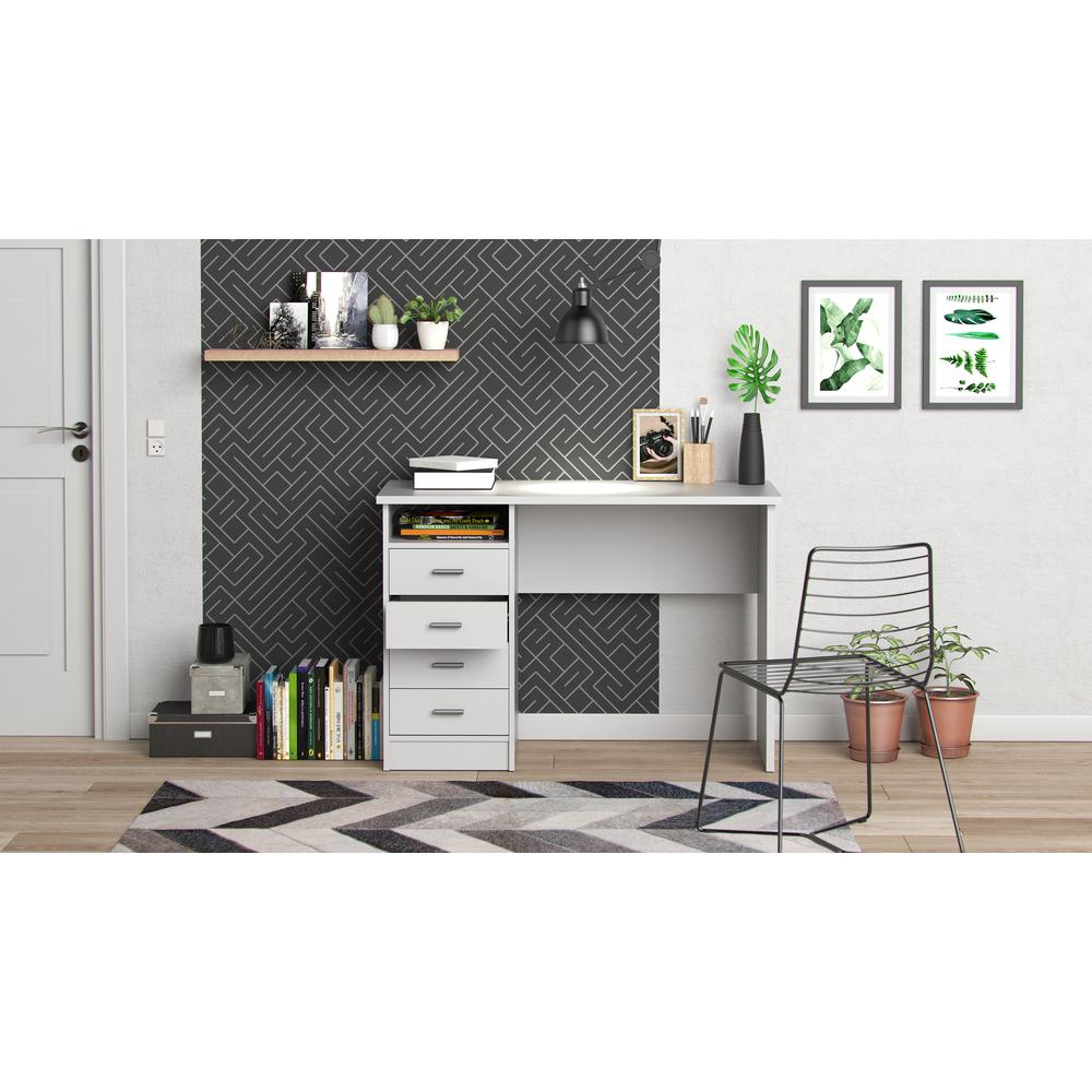 Warner Desk with 4 Drawers, White. Picture 8