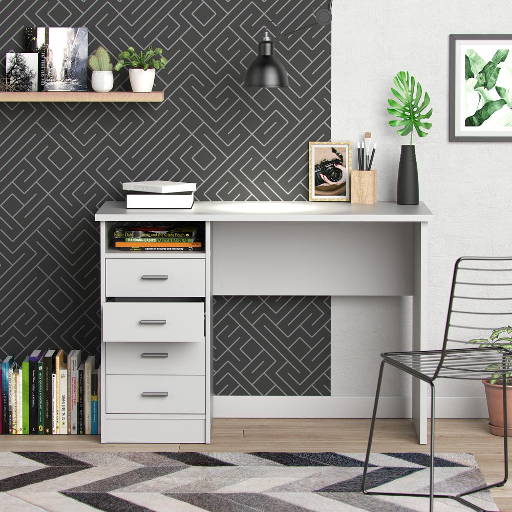 Warner Desk with 4 Drawers, White. Picture 9