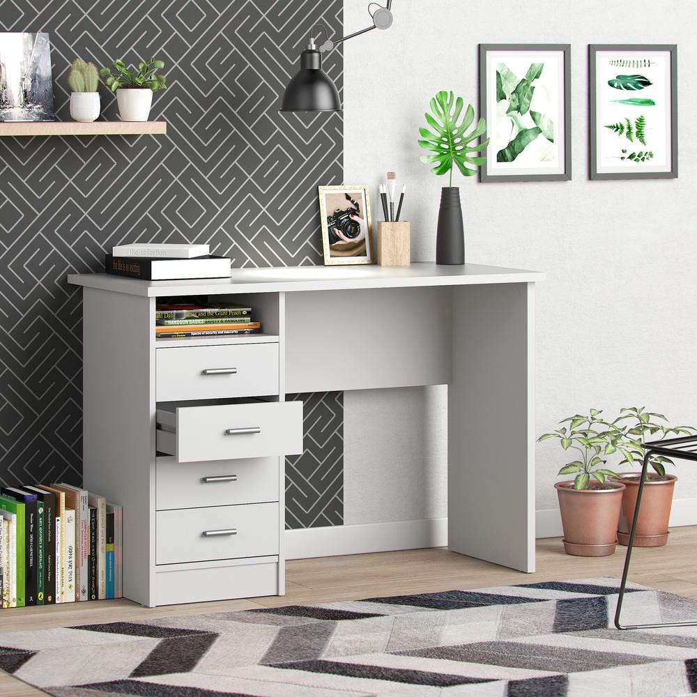 Warner Desk with 4 Drawers, White. Picture 11