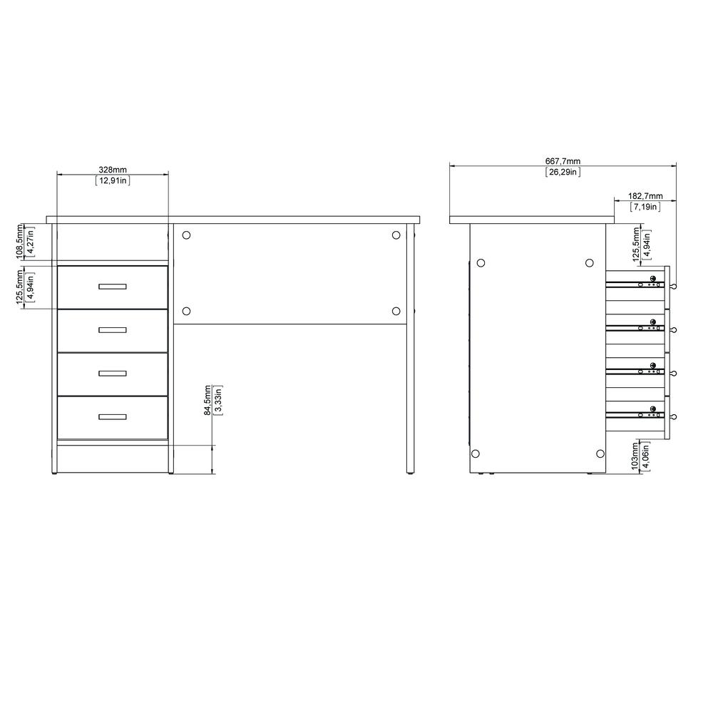 Desk with 4 Drawers Black Woodgrain. Picture 8