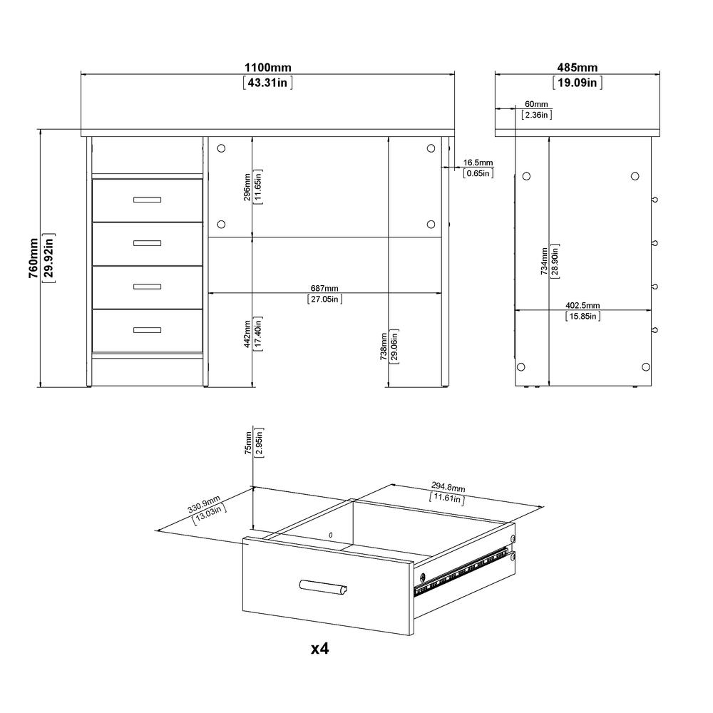 Warner Desk with 4 Drawers, Dark Chocolate. Picture 17