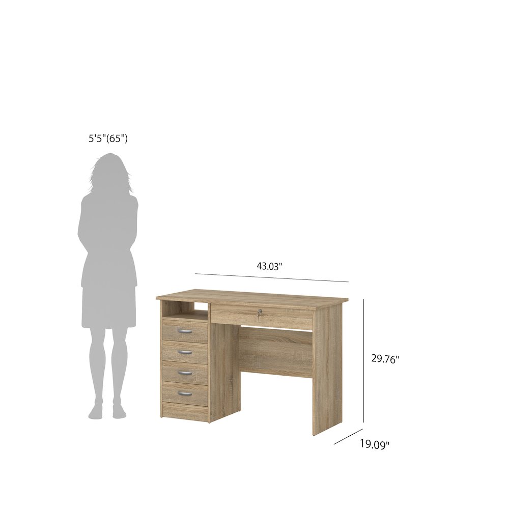 Walden Desk with 5 Drawers, Oak Structure. Picture 7