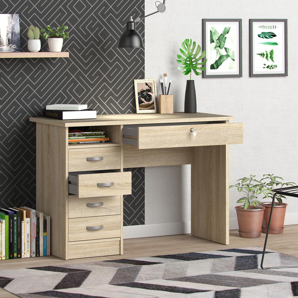 Walden Desk with 5 Drawers, Oak Structure. Picture 3