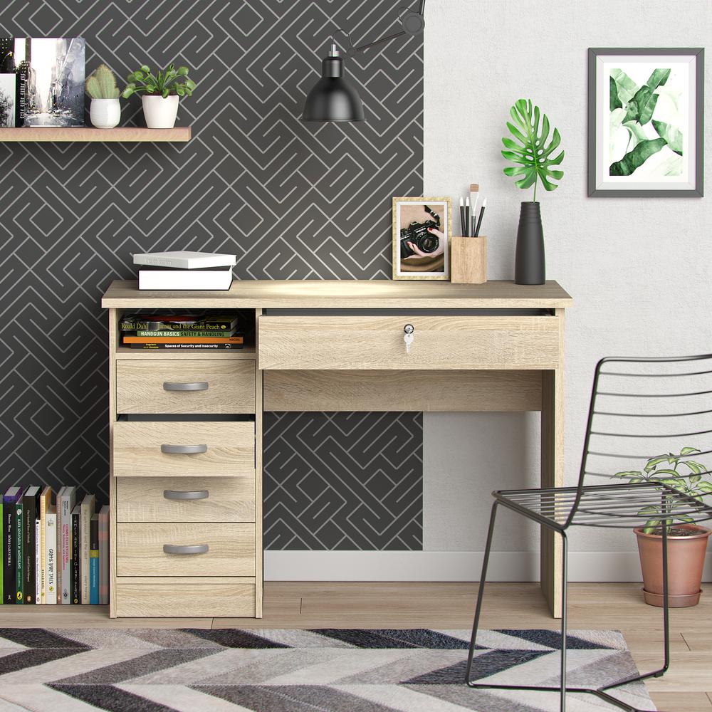 Walden Desk with 5 Drawers, Oak Structure. Picture 12