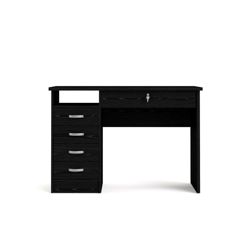 Desk with 5 Drawers Black Woodgrain. Picture 1