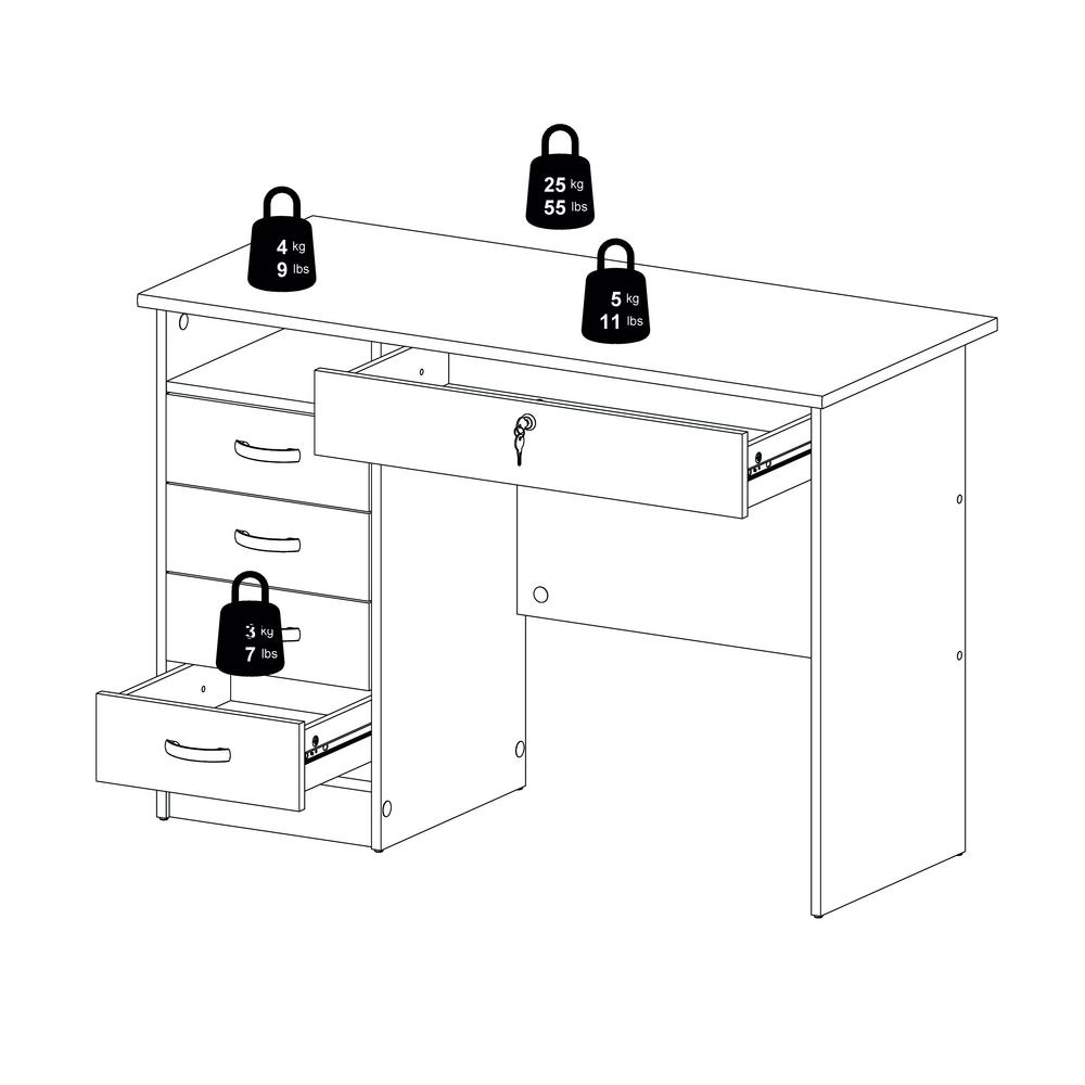 Desk with 5 Drawers Black Woodgrain. Picture 7