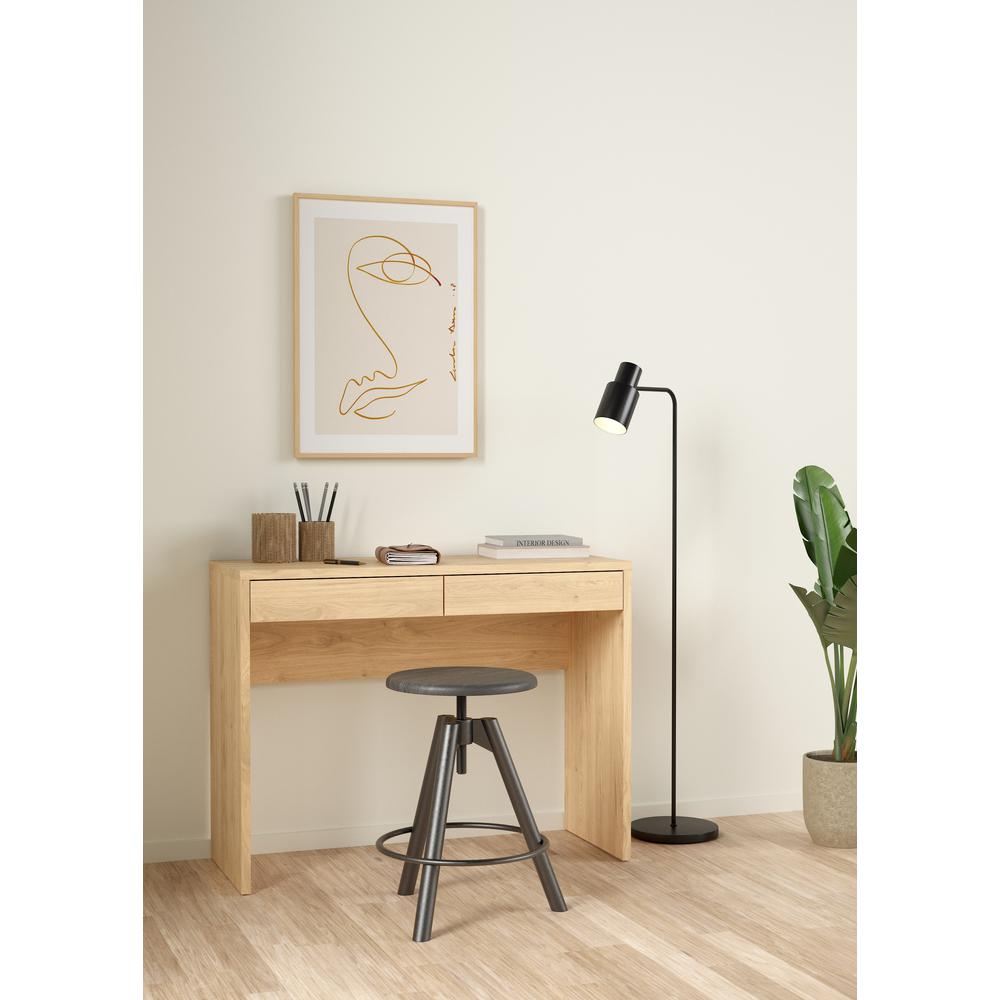 Wilbur Home Office Writing Desk with 2 Storage Drawer, Jackson Hickory. Picture 8