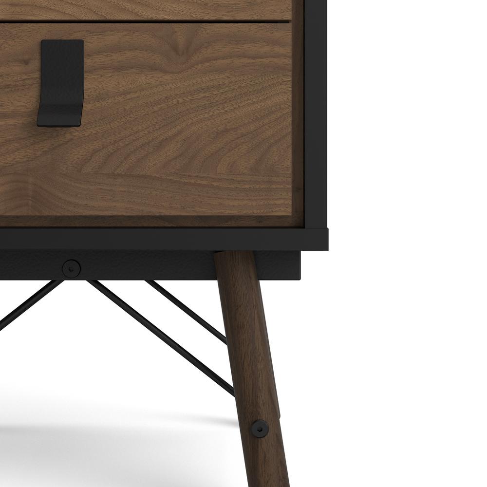 Ry 2 Drawer Nightstand, Black Matte/Walnut. Picture 9
