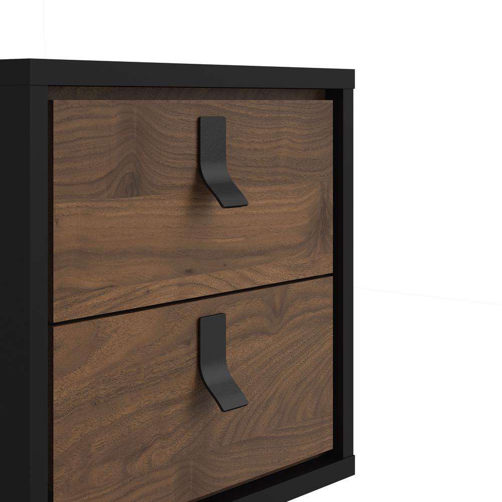 Ry 2 Drawer Nightstand, Black Matte/Walnut. Picture 10