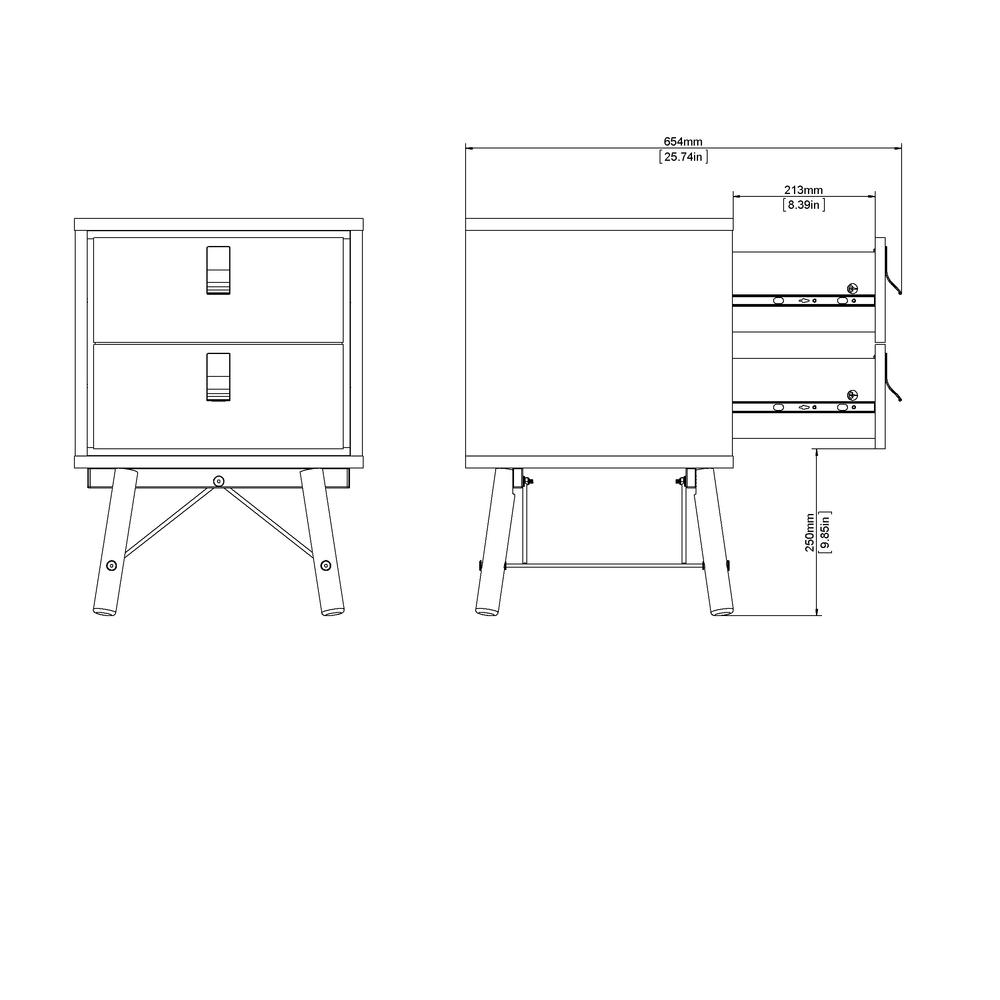 Ry 2 Drawer Nightstand, Black Matte/Walnut. Picture 12