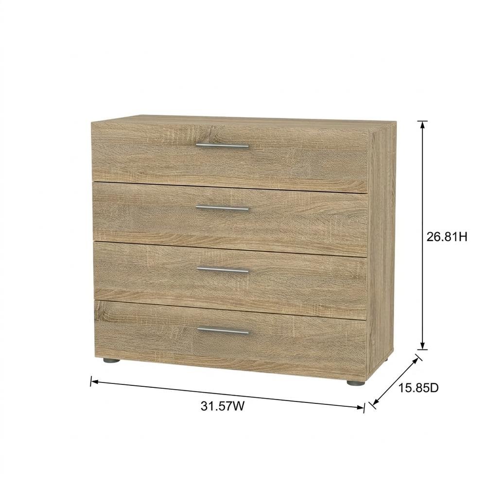 Brown wooden 4-drawer chest with metal drawer runners and timeless style. Picture 7