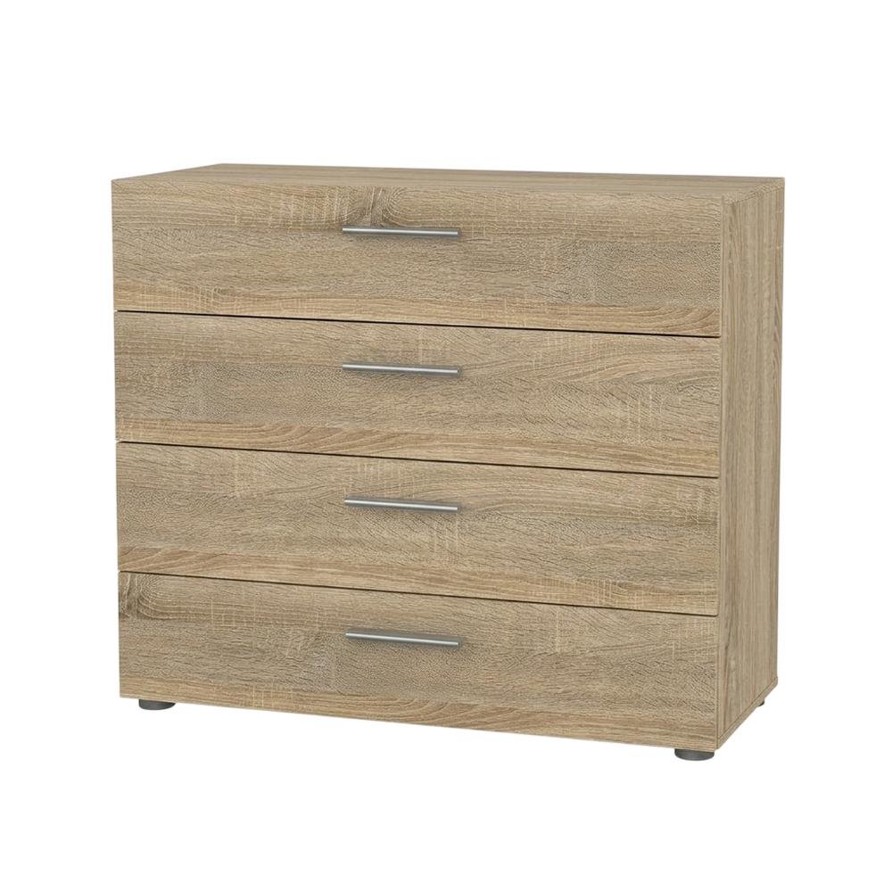 Brown wooden 4-drawer chest with metal drawer runners and timeless style. Picture 1