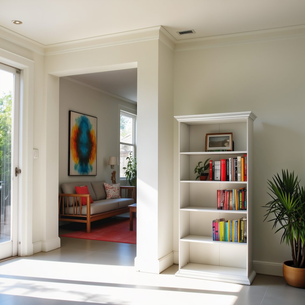 White 5 Shelf Bookcase - Elegant Tall Bookshelf for Home and Office Use. Picture 5