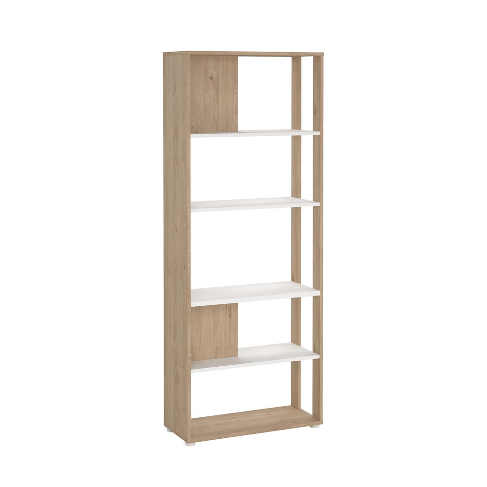 Sign 5 Shelf Bookcase Room Divider, Jackson Hickory/White. Picture 3