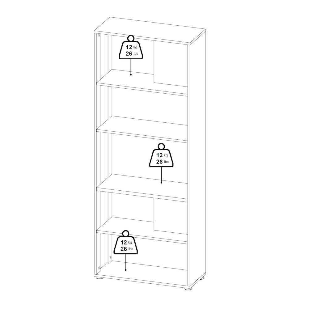 Sign 5 Shelf Bookcase Room Divider, Jackson Hickory/White. Picture 11
