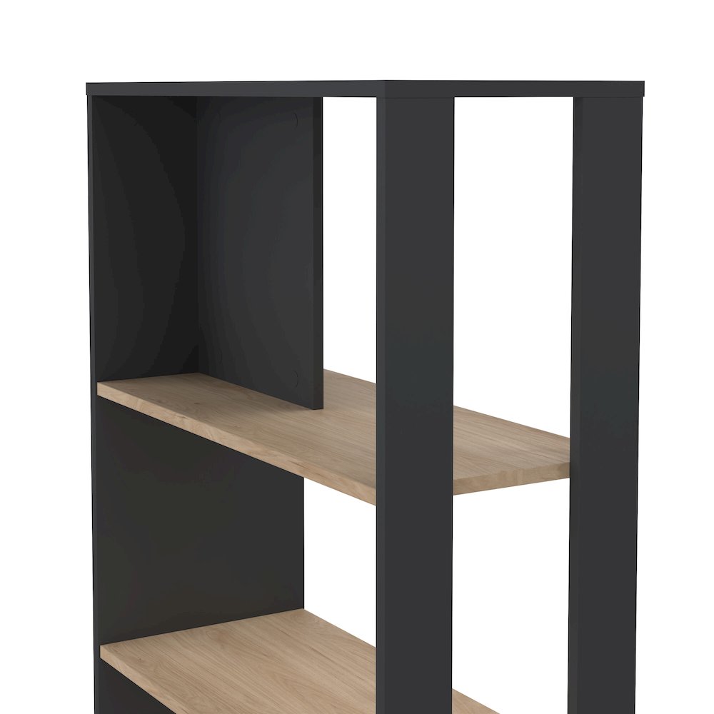 Sign 5 Shelf Bookcase Room Divider, Matte Grey/Jackson Hickory. Picture 5