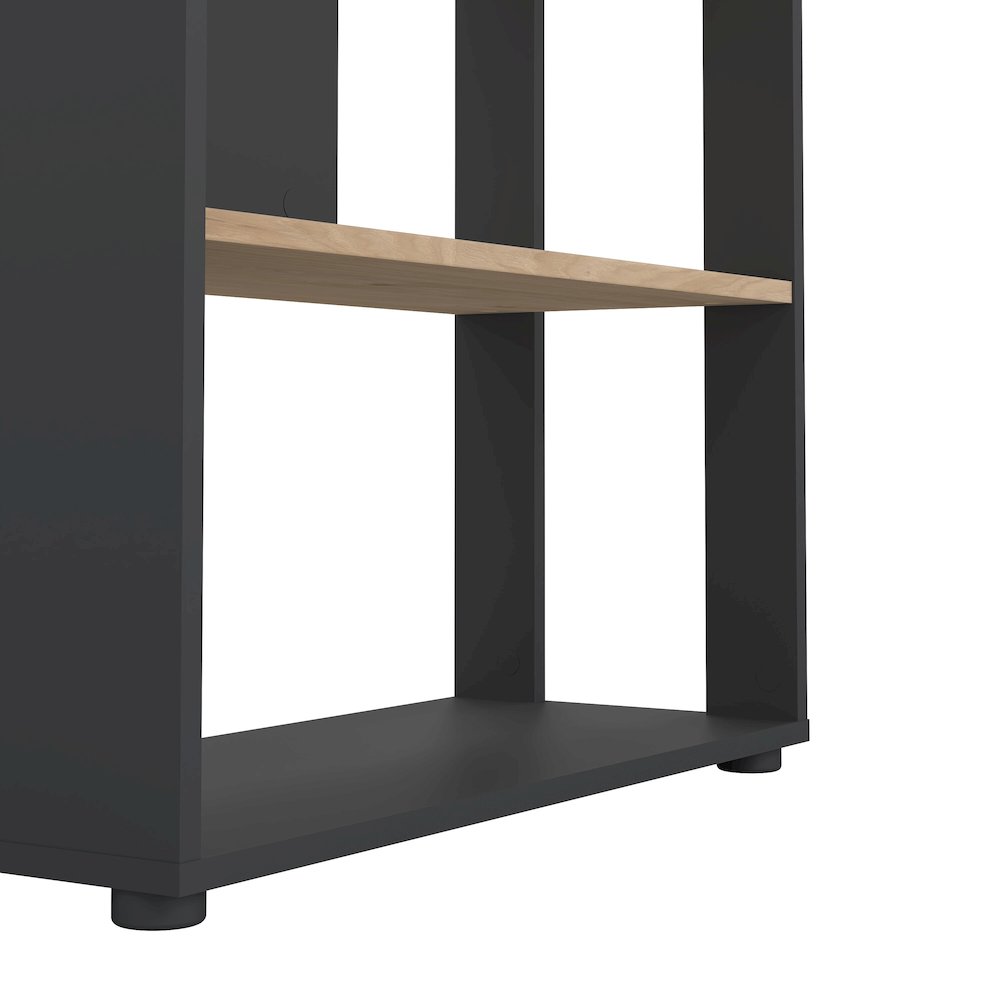 Sign 5 Shelf Bookcase Room Divider, Matte Grey/Jackson Hickory. Picture 6