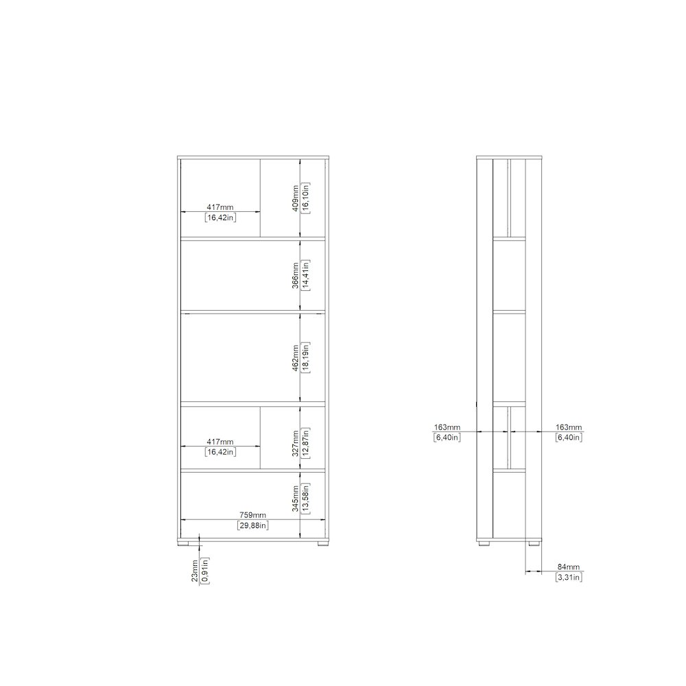 Sign 5 Shelf Bookcase Room Divider, Matte Grey/Jackson Hickory. Picture 11