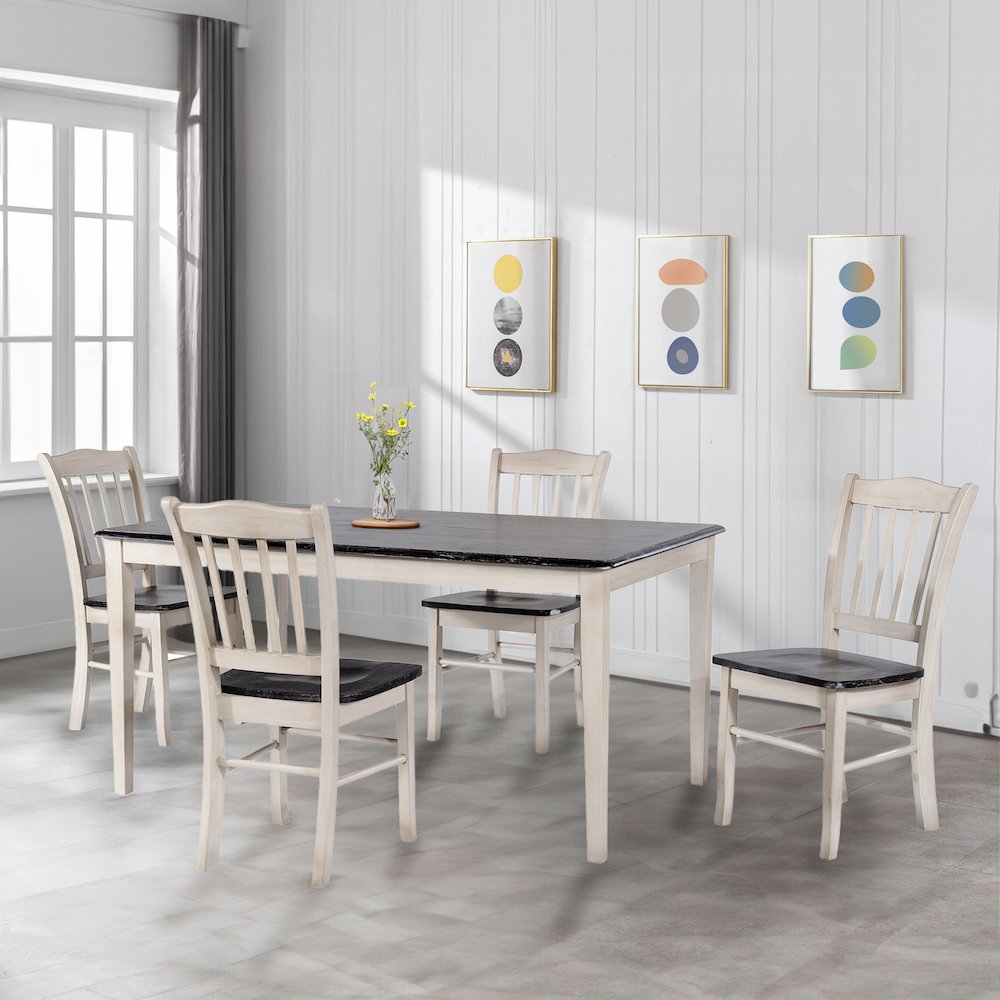 Shaker Rectangular Wood Dining Table - European Black Ash/Antique White. Picture 3