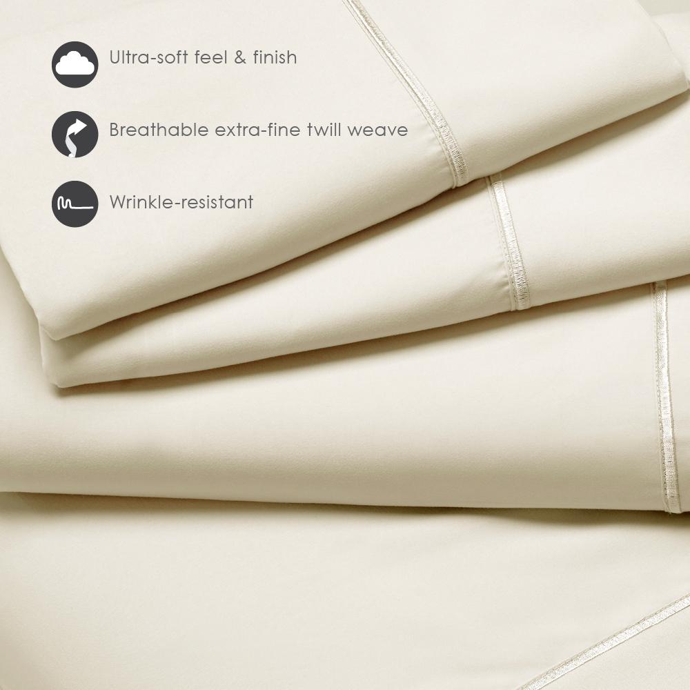 Luxury Microfiber Sheet Set Full, White. Picture 4