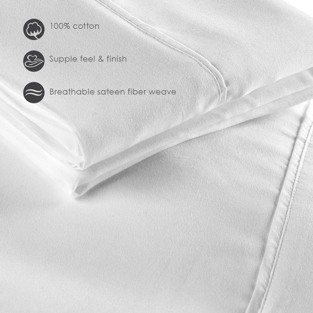 100% Cotton Sheet Set Twin, White. Picture 4