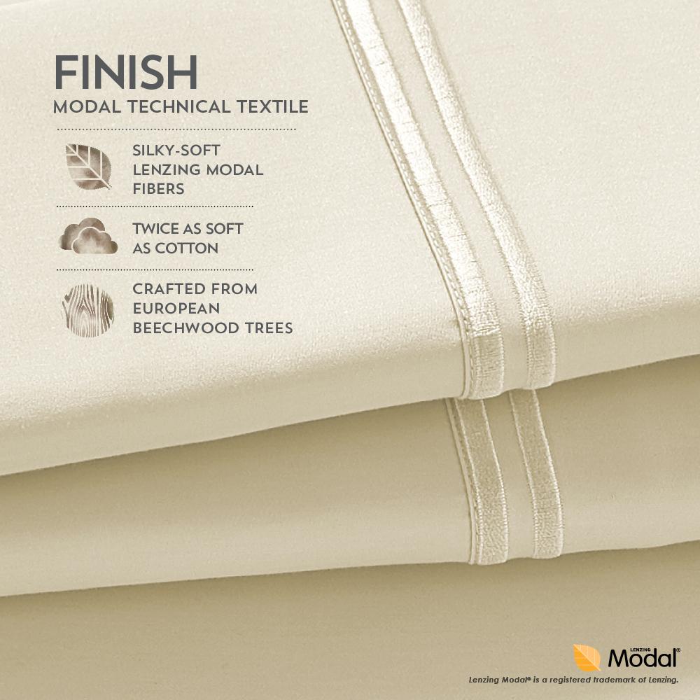 Premium Modal Sheet Set  Queen, White. Picture 5