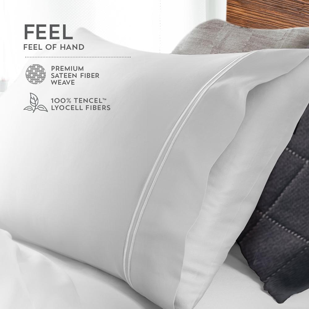 Premium Tencel Pillowcases King, Light Blue. Picture 4